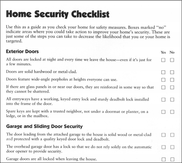 Home Security Checklist