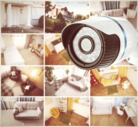 Security camera in home. Home security system concept