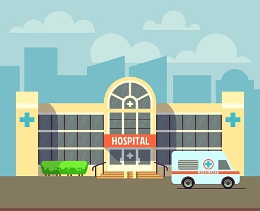 Graphical image of a hospital building